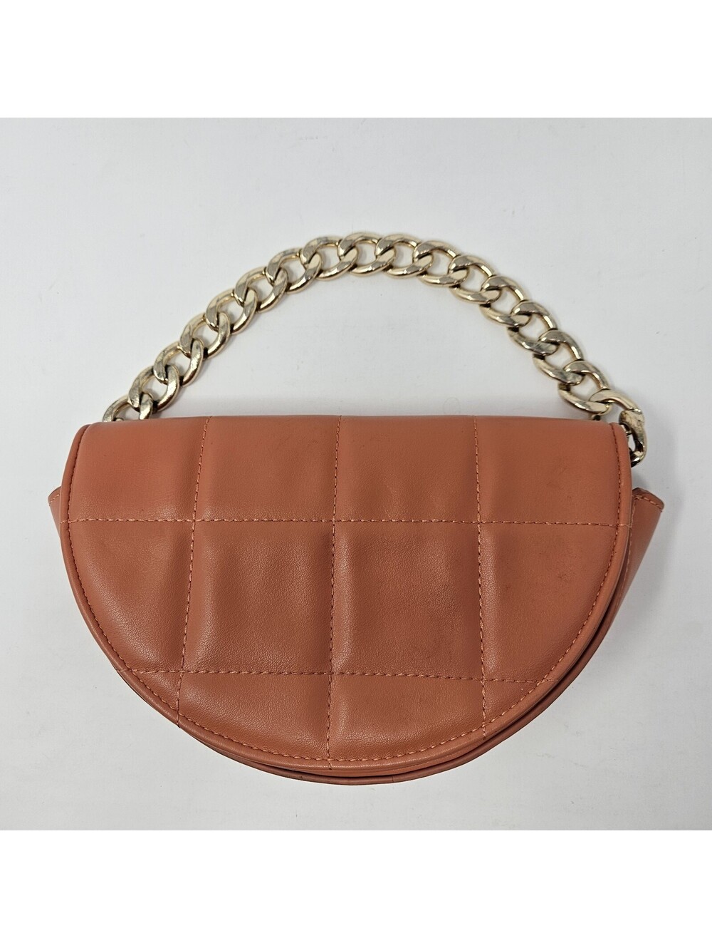 Urban Expressions Purse Peach Orange Vegan Leather Flap Clutch Gold Chain Strap